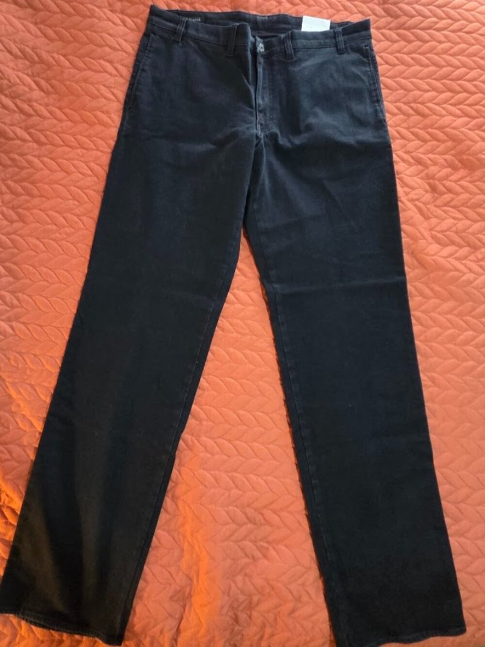 Paul Fredrick Stretch Black Denim Pants Men's 38x37 NWT Flat Front Cotton Blend